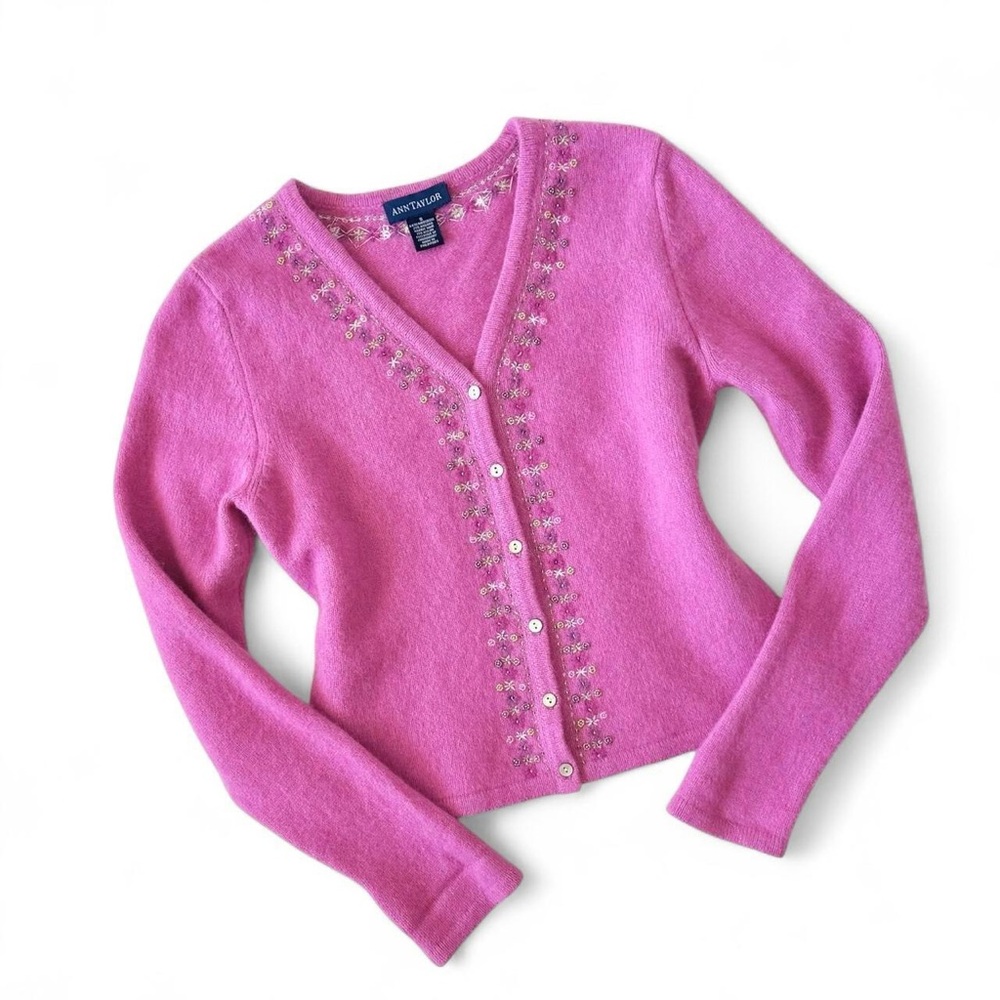 Vintage Cottage Core Embroidered Floral Embellished V-Neck Cardigan